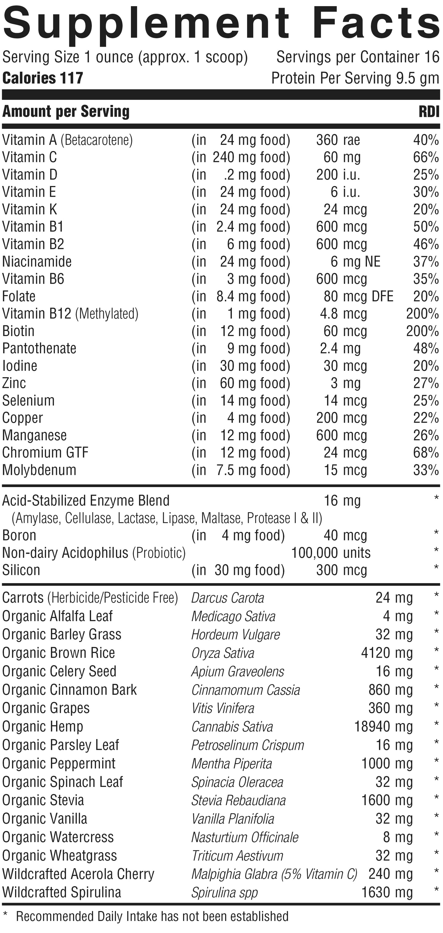 Vitamin & Mineral Shake™ Product #817 • 16 Scoops