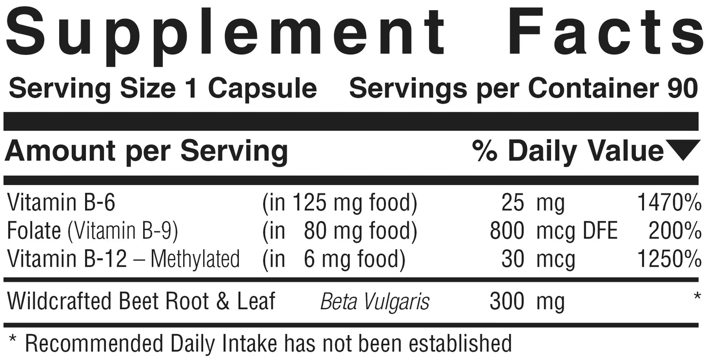 Vitamin B-6, B-12 & Folate™  Product #826 • 90 Capsules